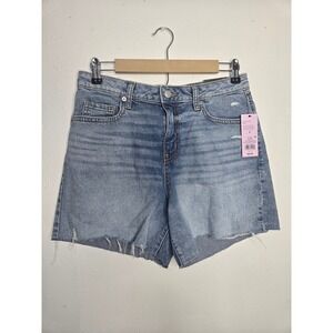 Wild Fable Women Denim Shorts 6 Blue Distressed High Rise Raw Hem Western Casual